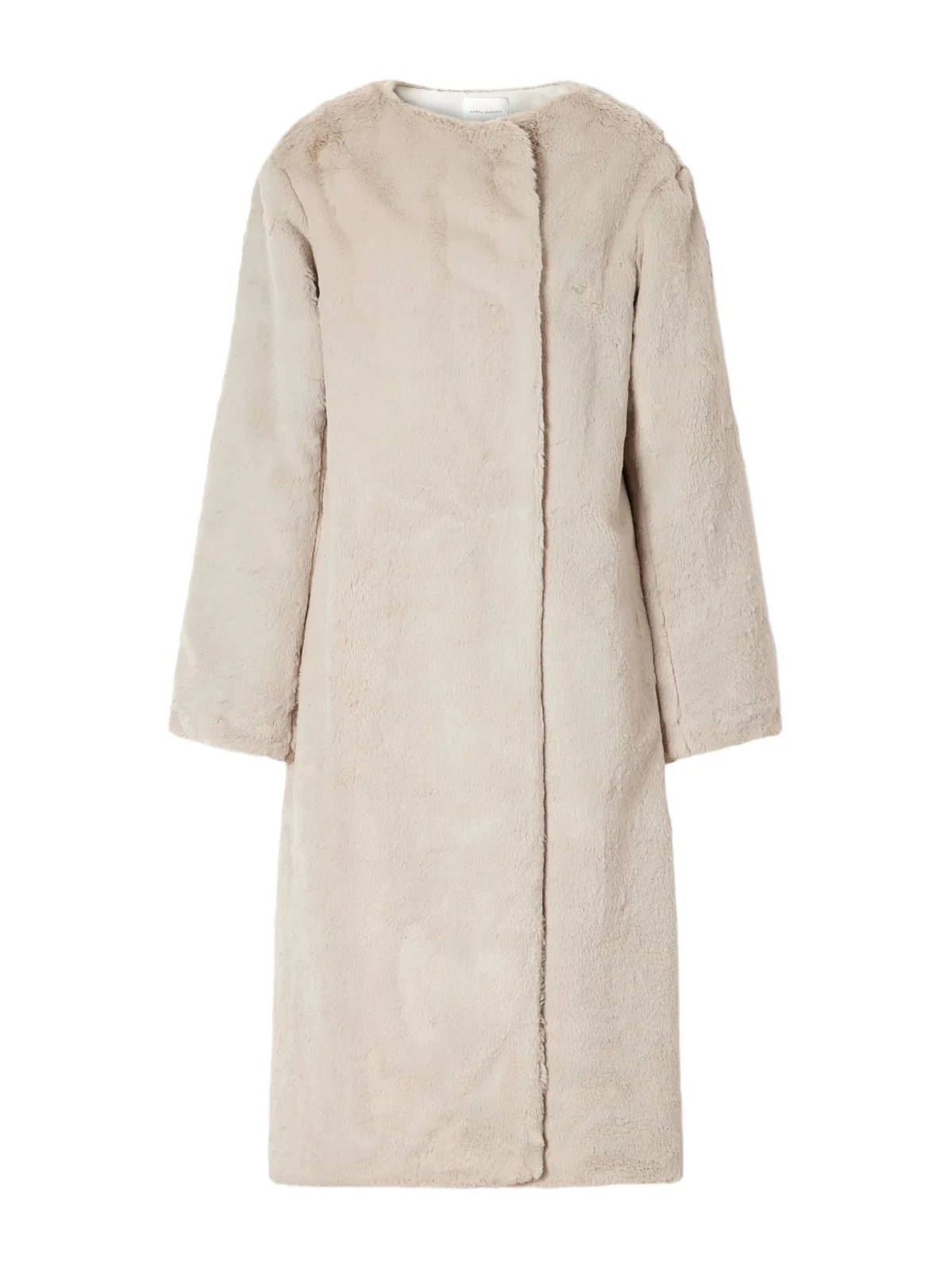 Collarless Plush Coat