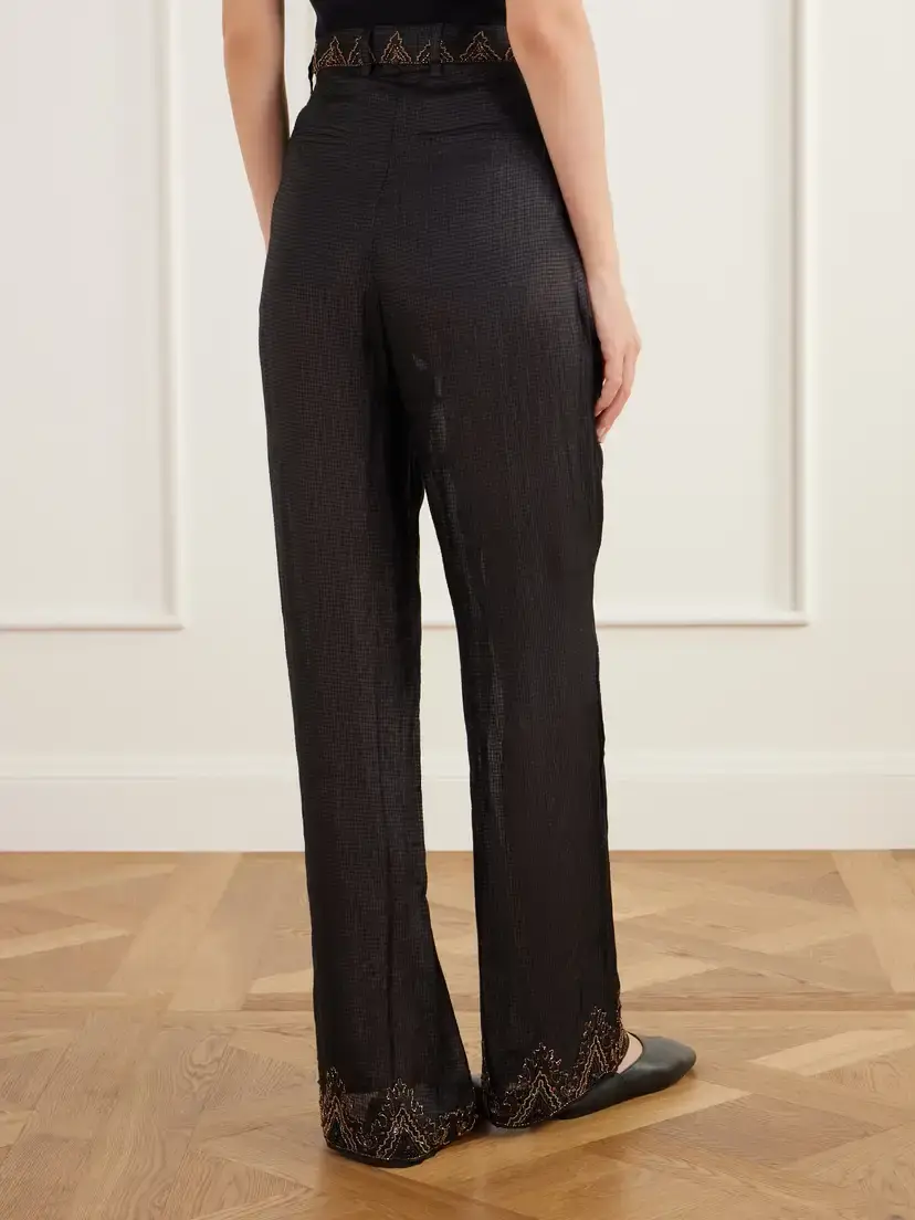 Kartik Research Pleated Emroidered Silk-ripstop Straight-leg Pants | Thumbnail 4 Kartik Research Pleated Emroidered Silk-ripstop Straight-leg Pants | Thumbnail 4