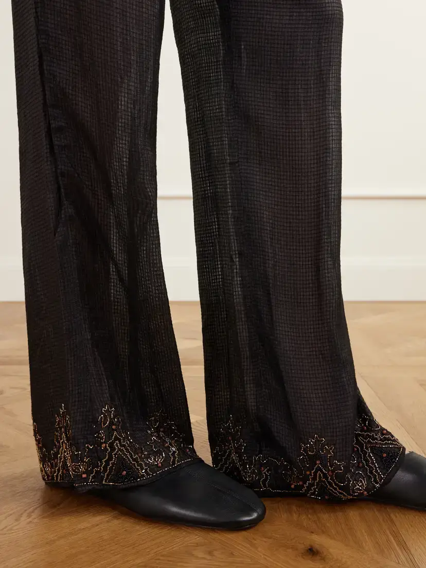 Kartik Research Pleated Emroidered Silk-ripstop Straight-leg Pants | Thumbnail 5 Kartik Research Pleated Emroidered Silk-ripstop Straight-leg Pants | Thumbnail 5