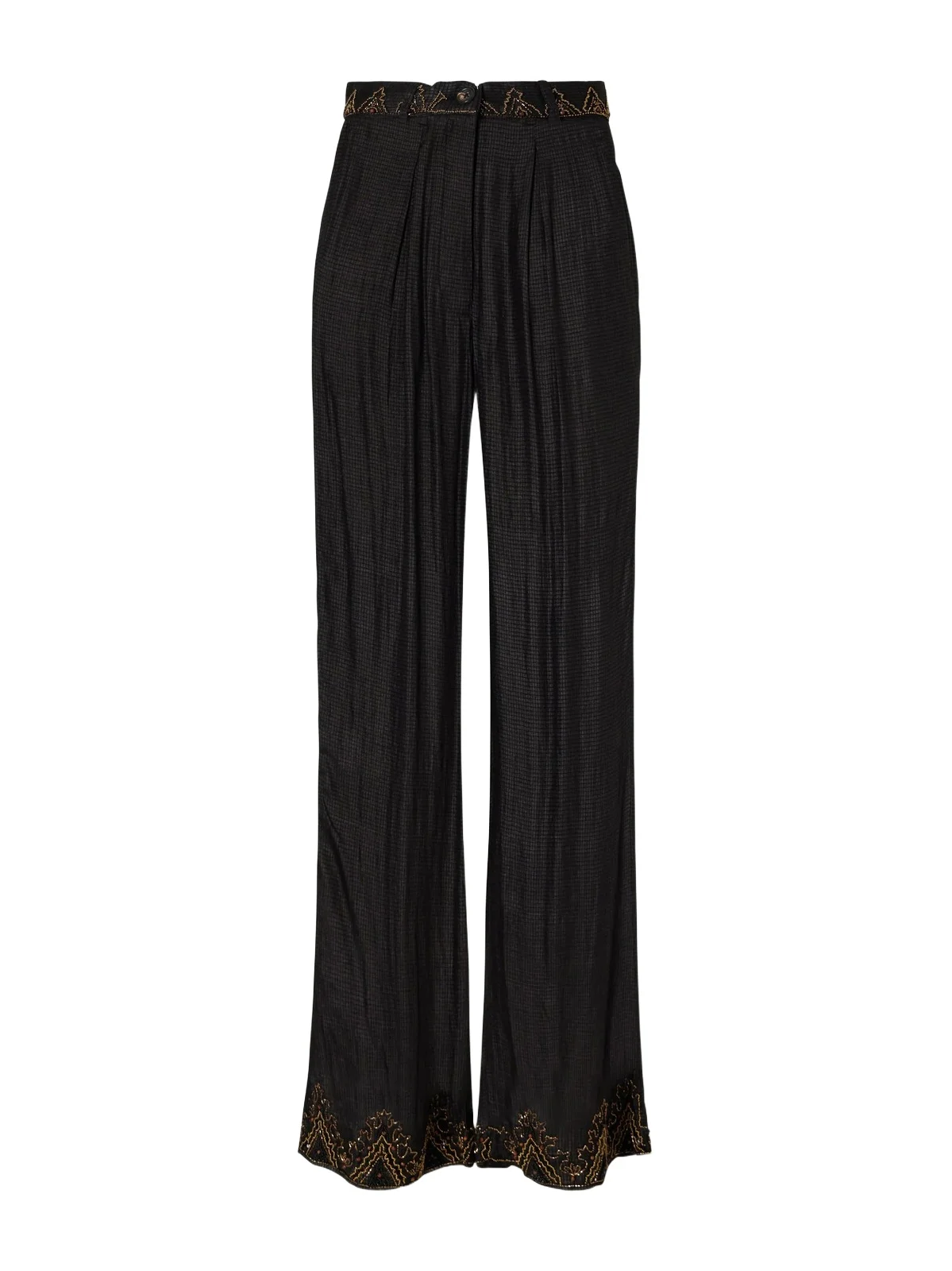 Kartik Research Pleated Emroidered Silk-ripstop Straight-leg Pants