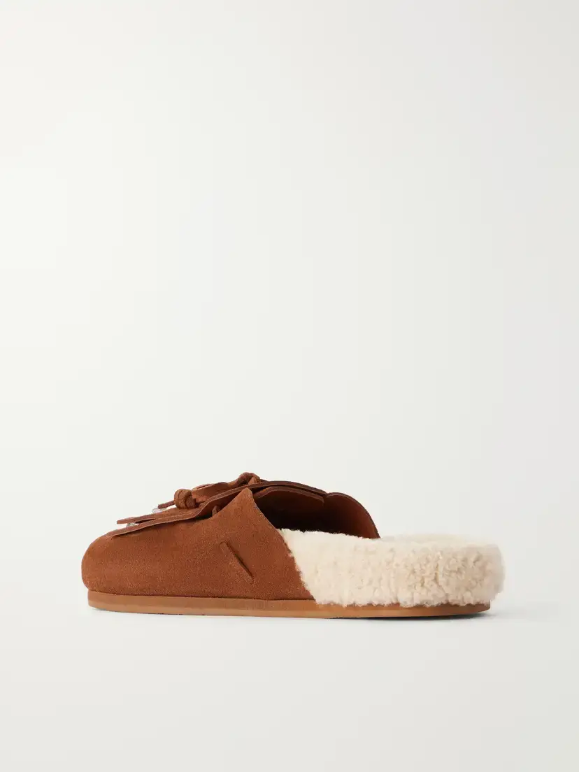 Ancient Greek Sandals Vasilitsa Tassel-detailed Shearling-trimmed Suede Slip-ons | Thumbnail 3