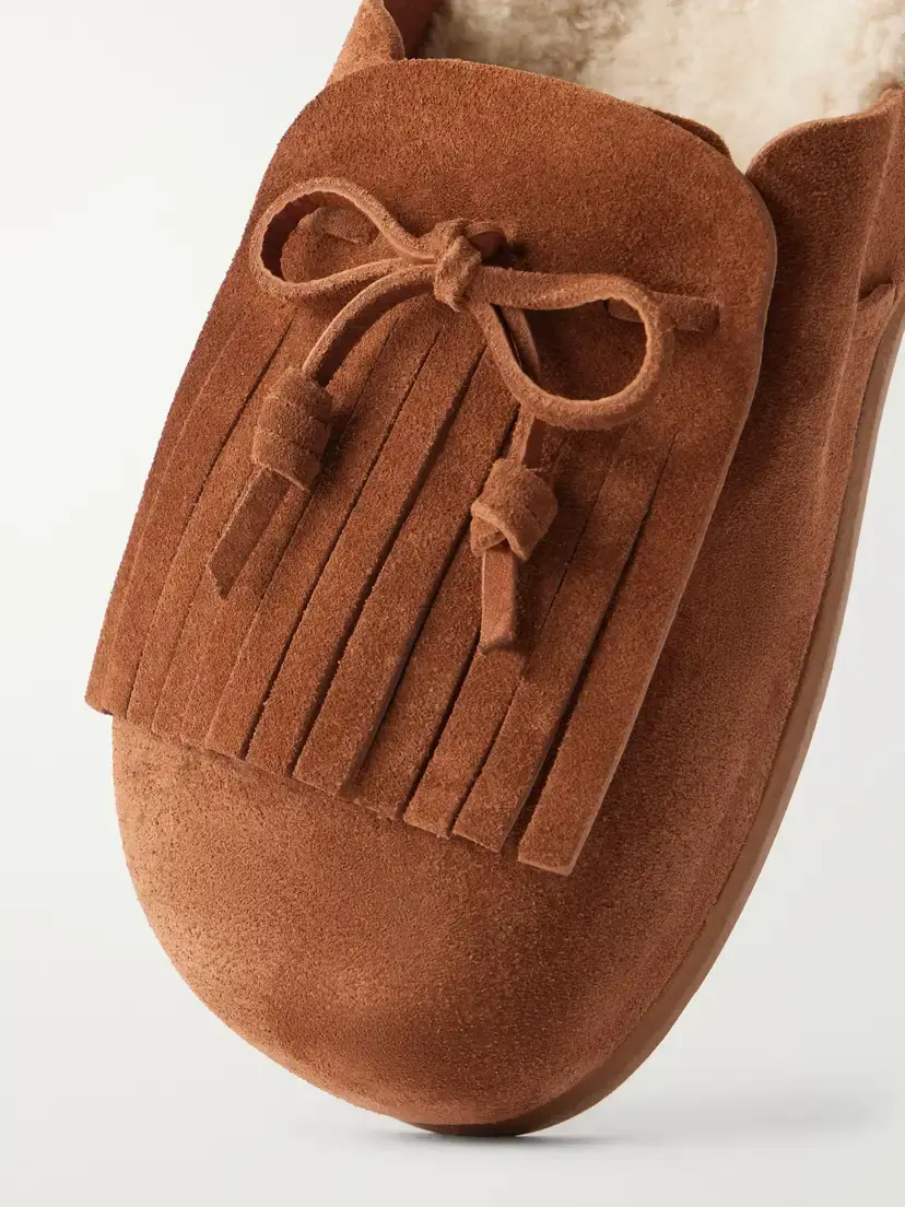 Ancient Greek Sandals Vasilitsa Tassel-detailed Shearling-trimmed Suede Slip-ons | Thumbnail 5