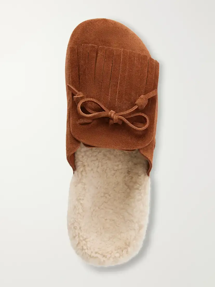 Ancient Greek Sandals Vasilitsa Tassel-detailed Shearling-trimmed Suede Slip-ons | Thumbnail 6