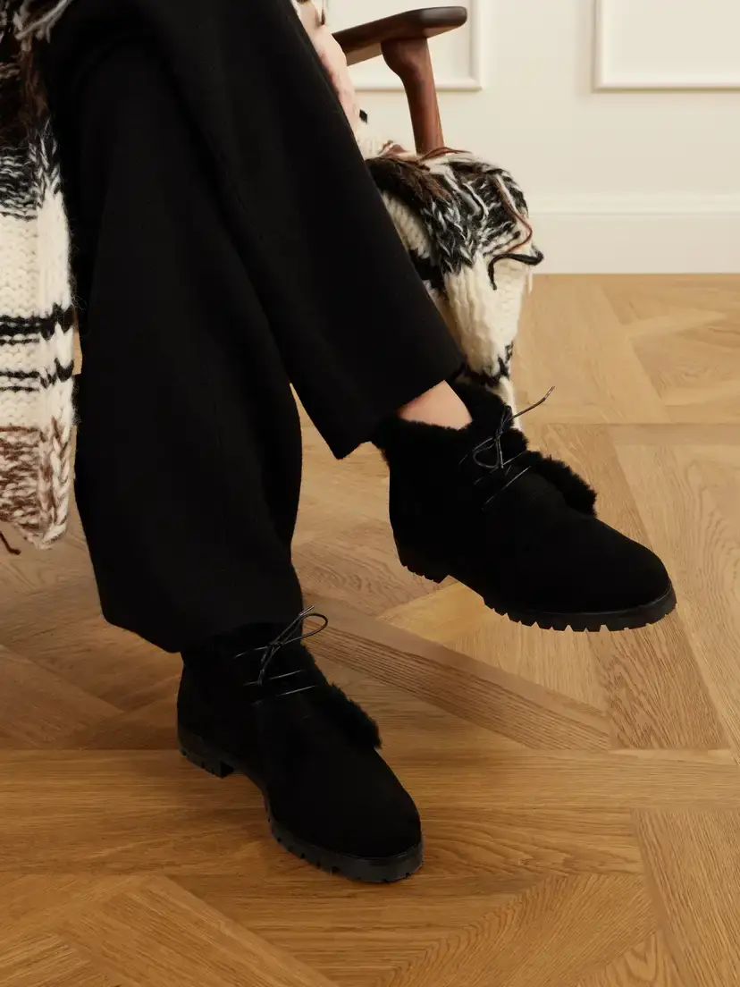 Manolo Blahnik Mircus 10 Shearling-trimmed Suede Ankle Boots | Thumbnail 2 Manolo Blahnik Mircus 10 Shearling-trimmed Suede Ankle Boots | Thumbnail 2