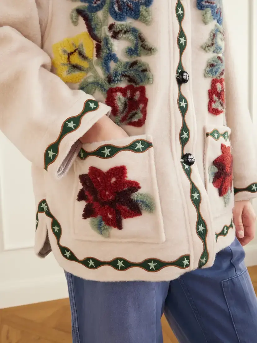Farm Rio Embroidered Tufted Fleece Coat | Thumbnail 5