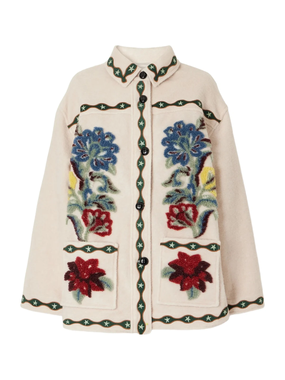 Farm Rio Embroidered Tufted Fleece Coat