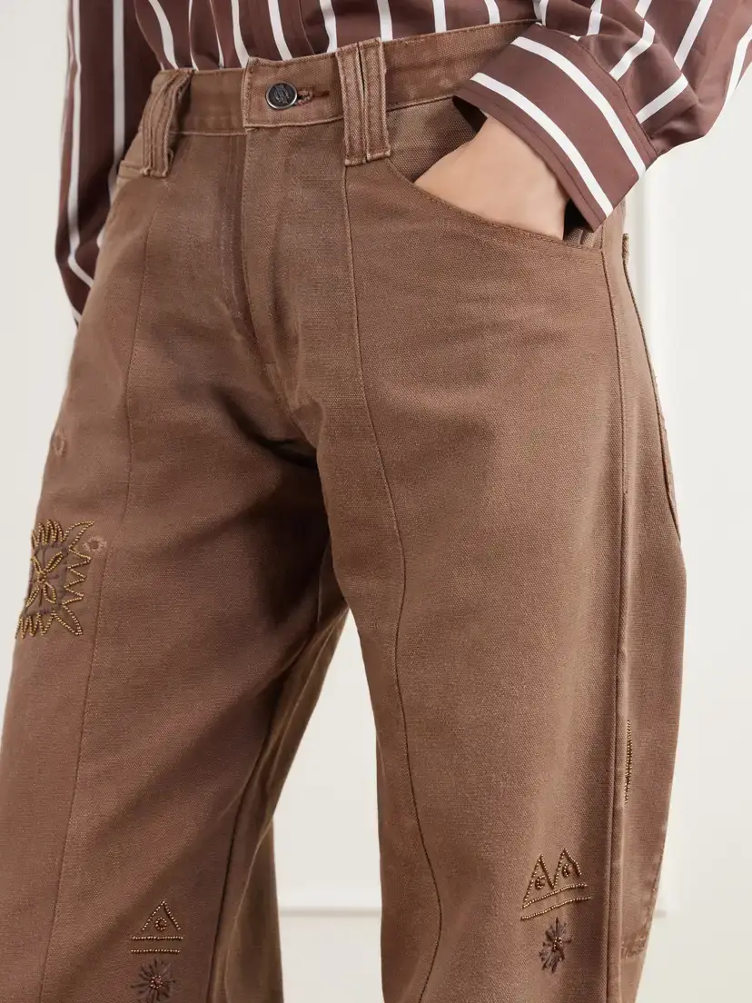 Kartik Research Embellished Paneled Upcycled Mid-rise Straight-leg Jeans | Thumbnail 5 Kartik Research Embellished Paneled Upcycled Mid-rise Straight-leg Jeans | Thumbnail 5