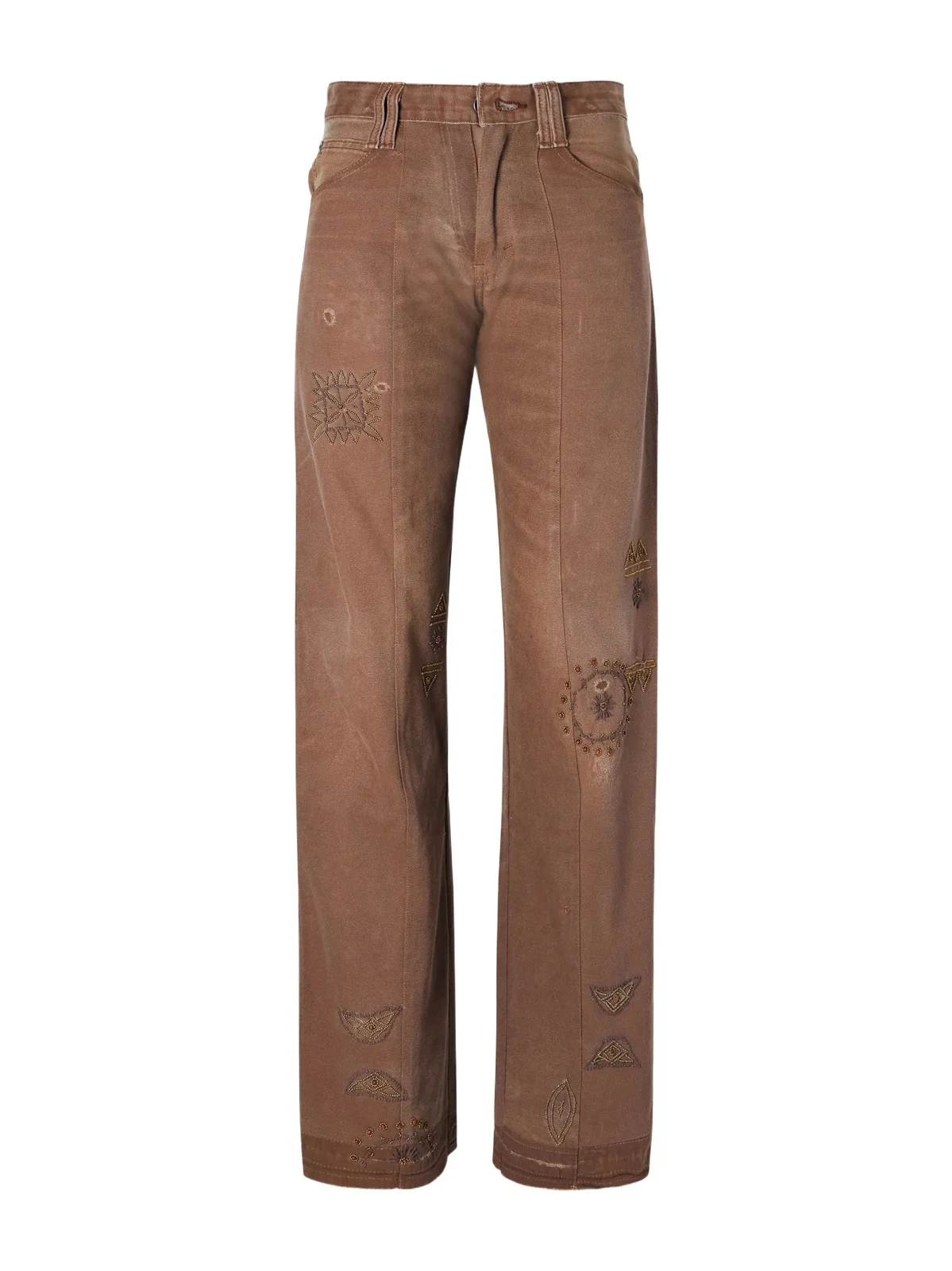 Kartik Research Embellished Paneled Upcycled Mid-rise Straight-leg Jeans