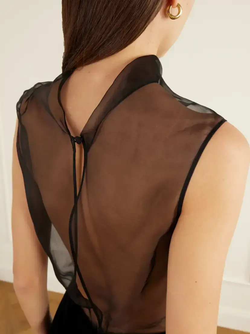 Brandon Maxwell The Delphine Silk-organza And Cotton-blend Velvet Midi Dress | Thumbnail 4