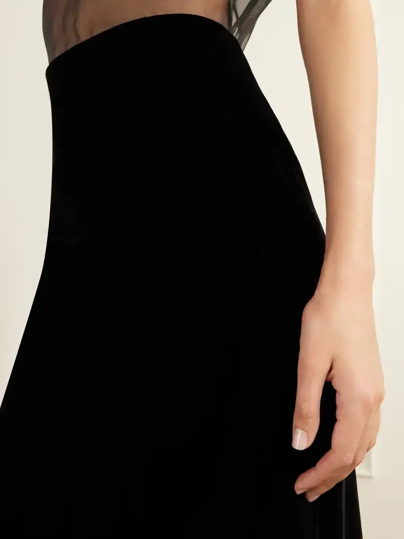 Brandon Maxwell The Delphine Silk-organza And Cotton-blend Velvet Midi Dress | Thumbnail 5