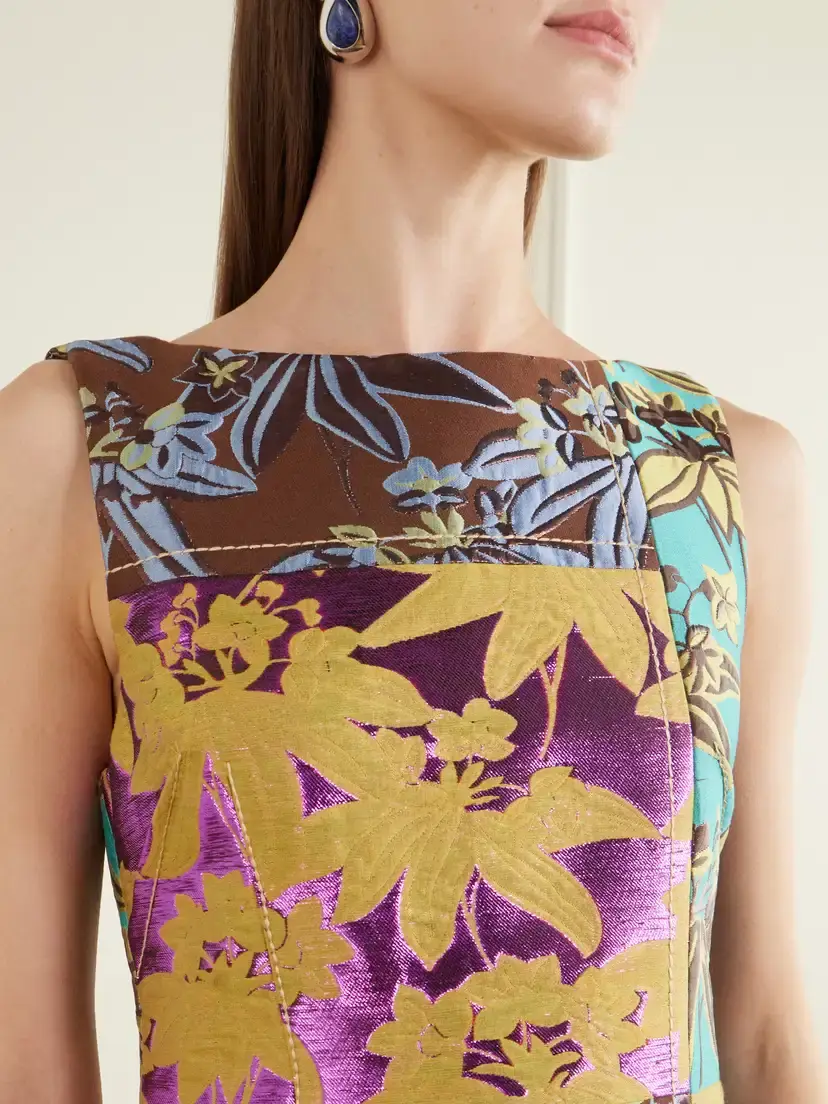 ALÉMAIS Bodie Frayed Patchwork Floral-jacquard Mini Dress | Thumbnail 4 ALÉMAIS Bodie Frayed Patchwork Floral-jacquard Mini Dress | Thumbnail 4