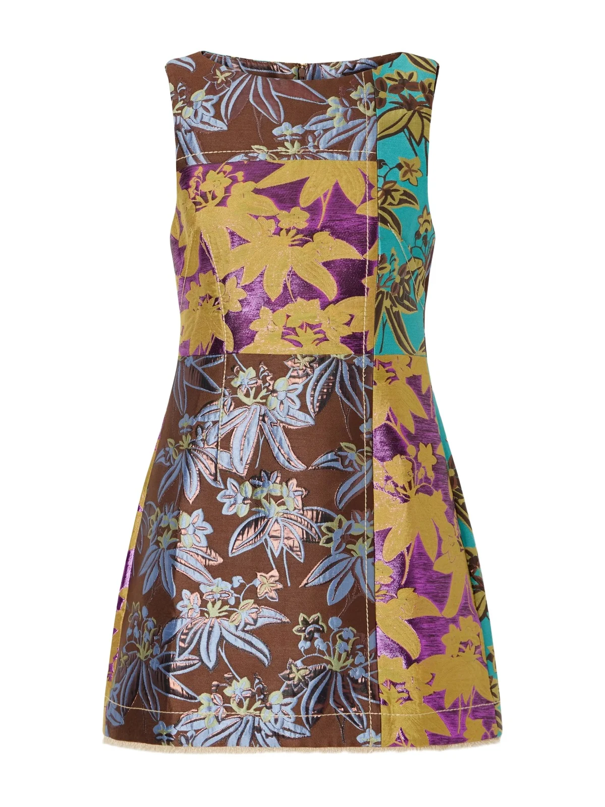 Bodie Frayed Patchwork Floral-jacquard Mini Dress Bodie Frayed Patchwork Floral-jacquard Mini Dress