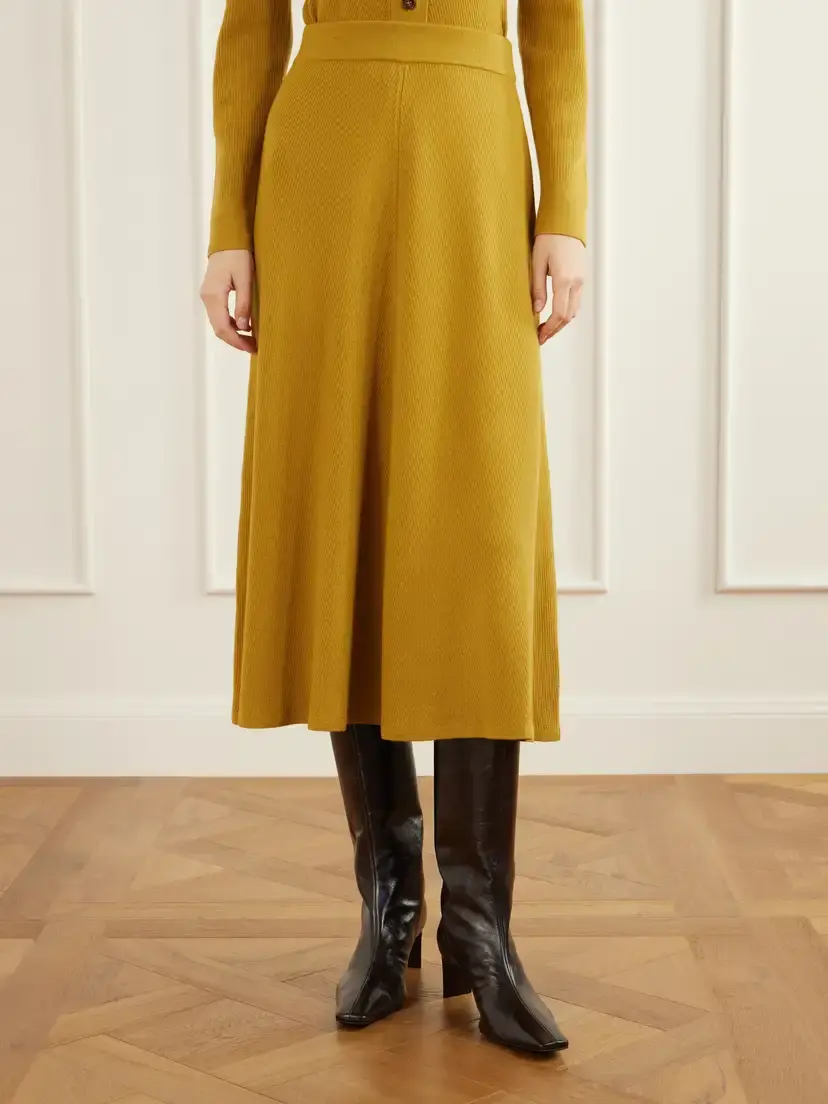 Emilia Wickstead Dorian Ribbed Wool Midi Skirt | Thumbnail 3 Emilia Wickstead Dorian Ribbed Wool Midi Skirt | Thumbnail 3