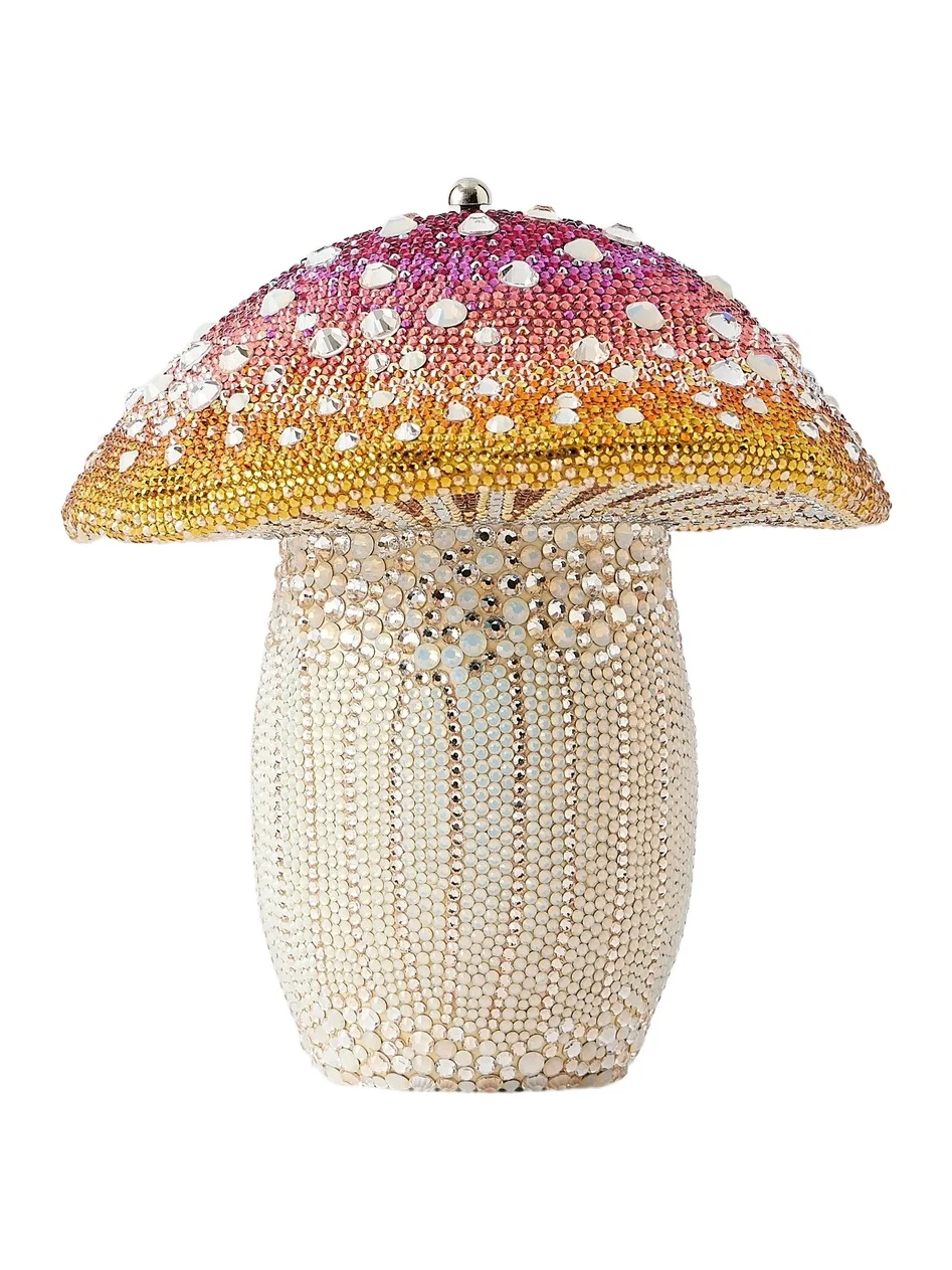Toadstool Crystal-embellished Silver-tone Clutch