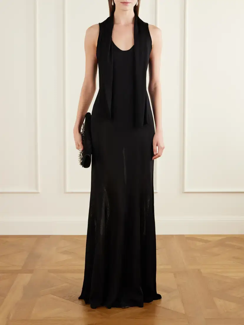 Brandon Maxwell The Siena Scarf-detailed Stretch-jersey Gown | Thumbnail 2