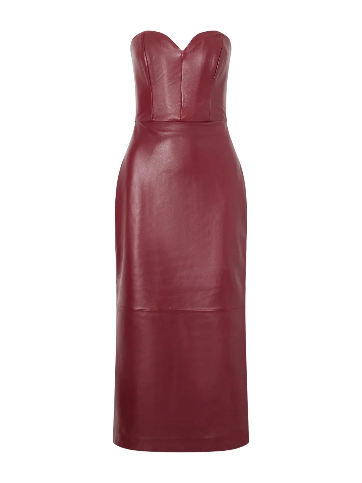 Alex Perry Bustier Paneled Leather Midi Dress