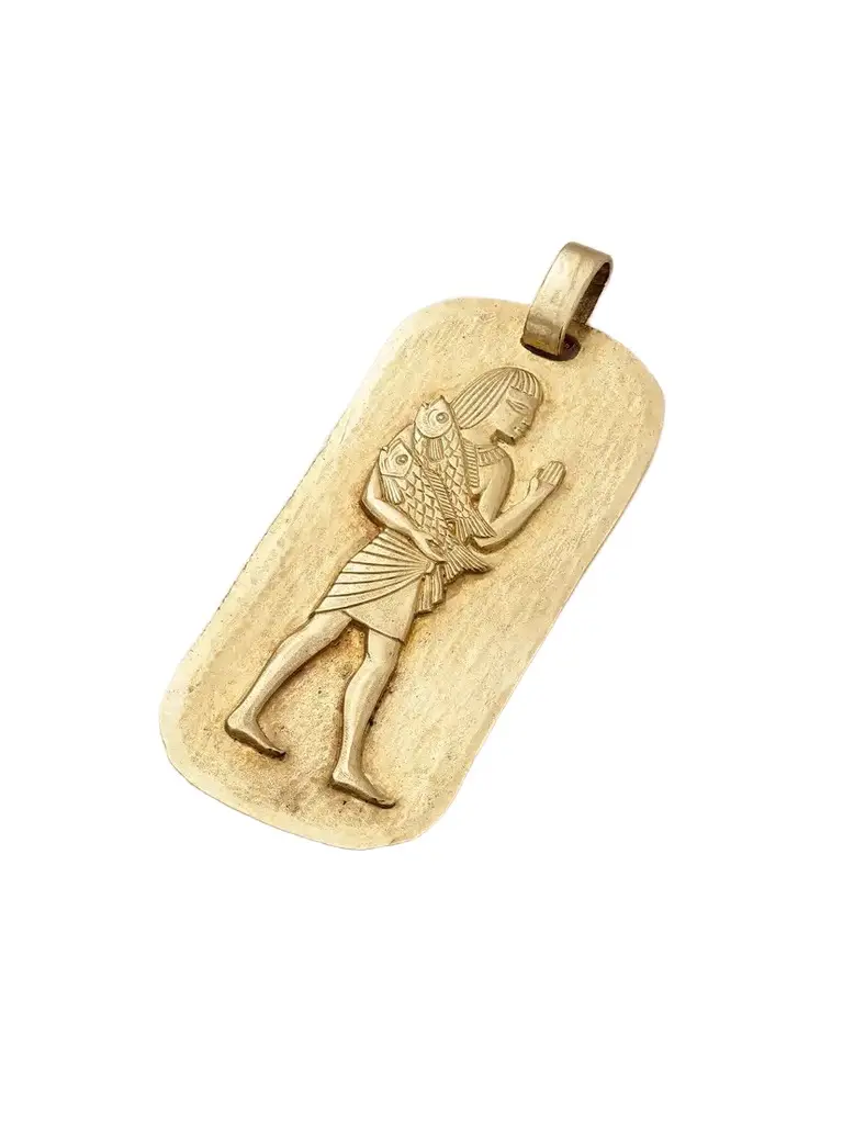 Stephanie Windsor + Georges Lenfant Vintage 1970s Embossed 18-karat Gold Pendant