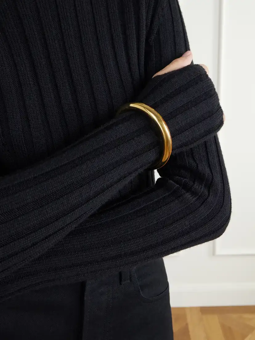 Alaïa Ray Logo-engraved Gold-tone Amber Bangle | Thumbnail 2 Alaïa Ray Logo-engraved Gold-tone Amber Bangle | Thumbnail 2
