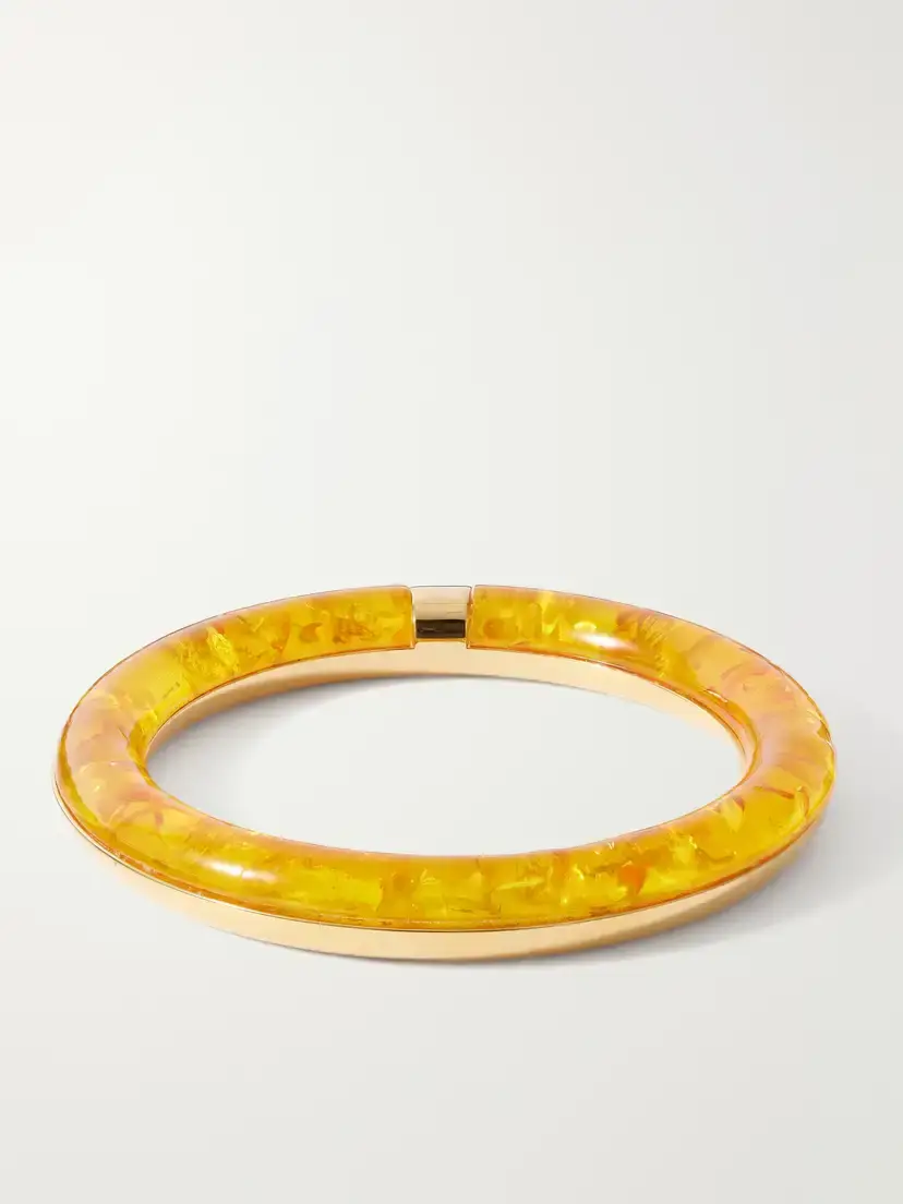 Alaïa Ray Logo-engraved Gold-tone Amber Bangle | Thumbnail 3 Alaïa Ray Logo-engraved Gold-tone Amber Bangle | Thumbnail 3