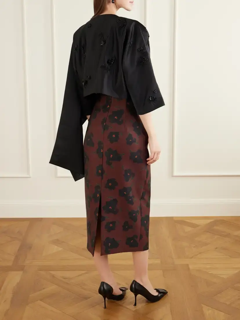 BERNADETTE Leo Cropped Embellished Crepe Cape | Thumbnail 3 BERNADETTE Leo Cropped Embellished Crepe Cape | Thumbnail 3