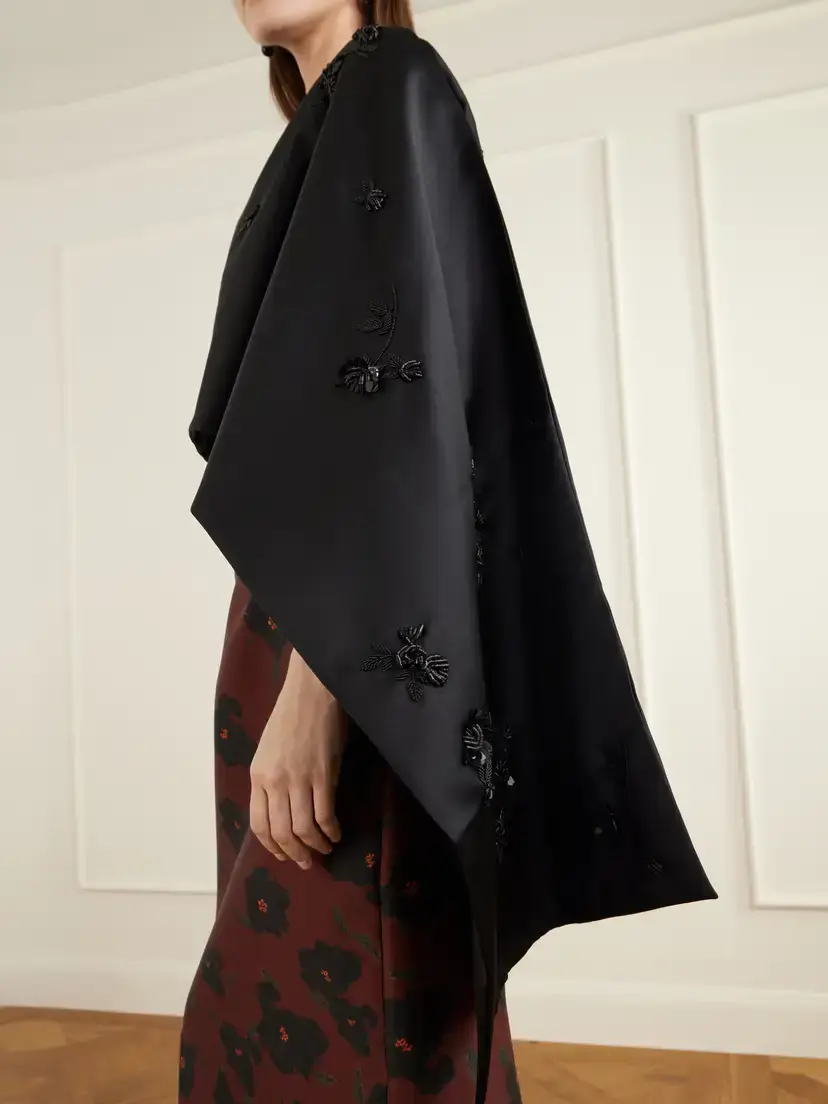 BERNADETTE Leo Cropped Embellished Crepe Cape | Thumbnail 4 BERNADETTE Leo Cropped Embellished Crepe Cape | Thumbnail 4