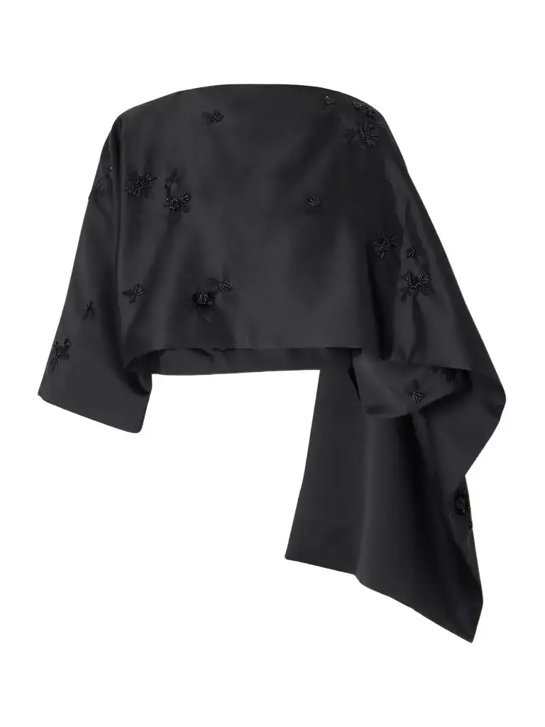 BERNADETTE Leo Cropped Embellished Crepe Cape