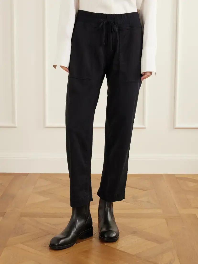 James Perse Rib-trimmed Cotton-twill Tapered Pants | Thumbnail 3 James Perse Rib-trimmed Cotton-twill Tapered Pants | Thumbnail 3