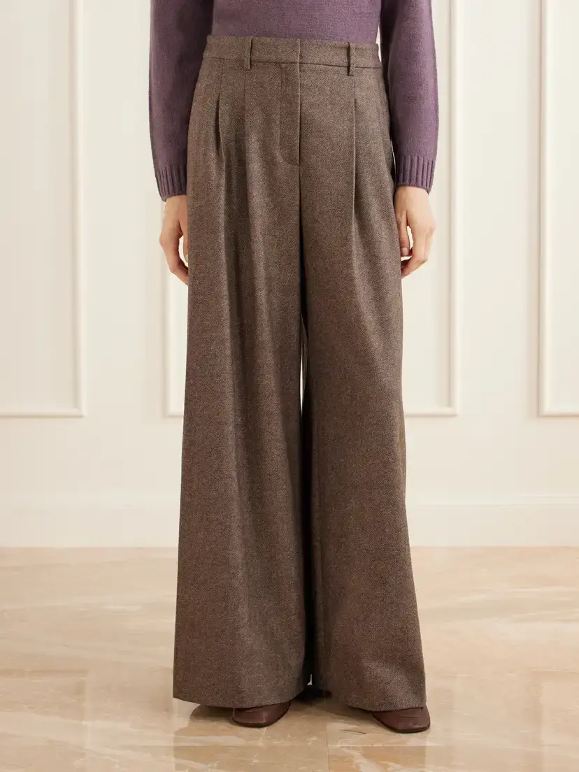 TWP Avery Stretch Wool And Cashmere-blend Herringbone Wide-leg Pants | Thumbnail 3