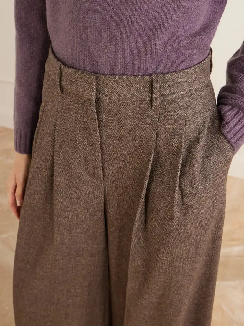 TWP Avery Stretch Wool And Cashmere-blend Herringbone Wide-leg Pants | Thumbnail 5
