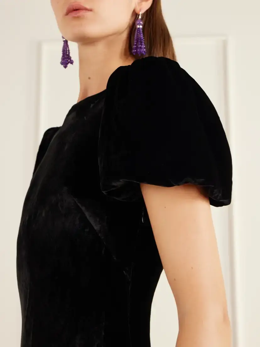 Rixo Anabella Ruffled Velvet And Satin Mini Dress | Thumbnail 4 Rixo Anabella Ruffled Velvet And Satin Mini Dress | Thumbnail 4