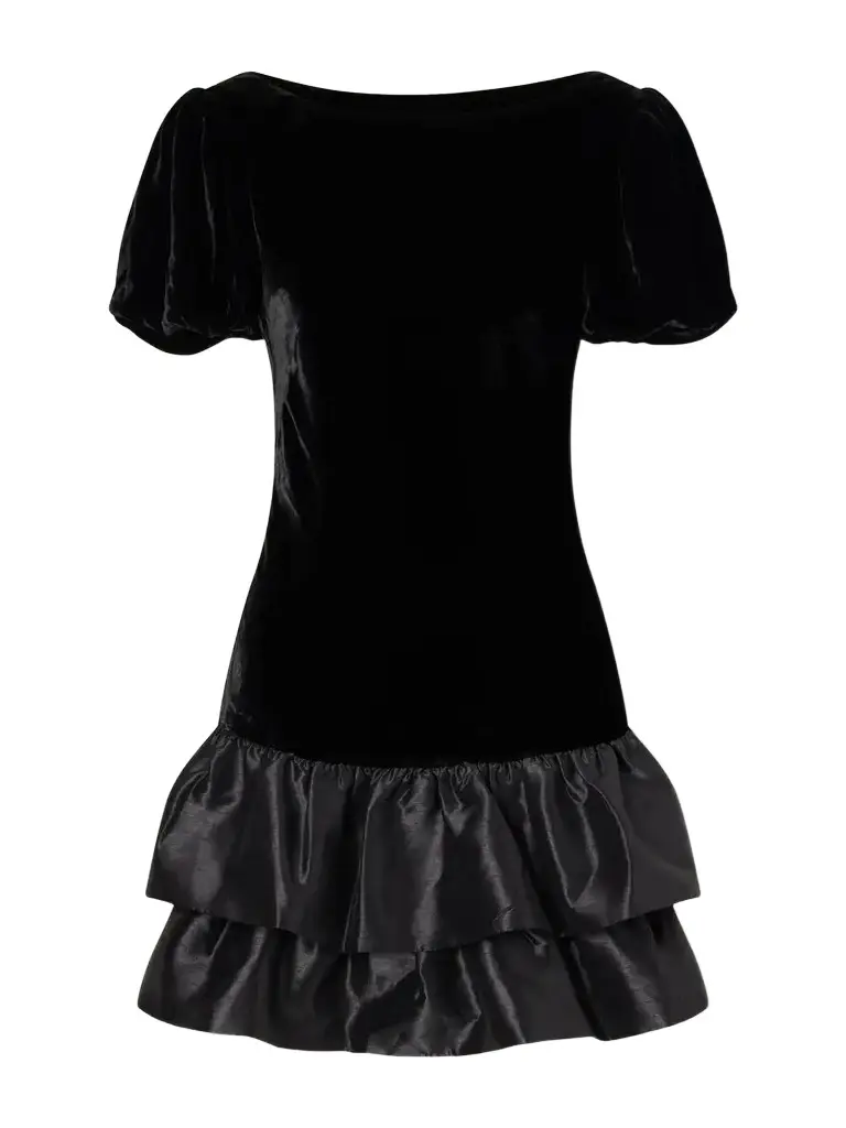 Anabella Ruffled Velvet And Satin Mini Dress Anabella Ruffled Velvet And Satin Mini Dress