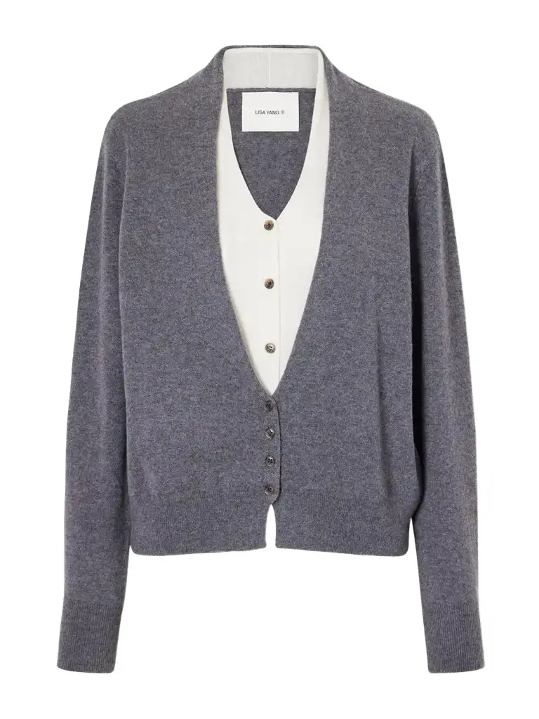 Vani Two-tone Layered Cashmere Cardigan Vani Two-tone Layered Cashmere Cardigan