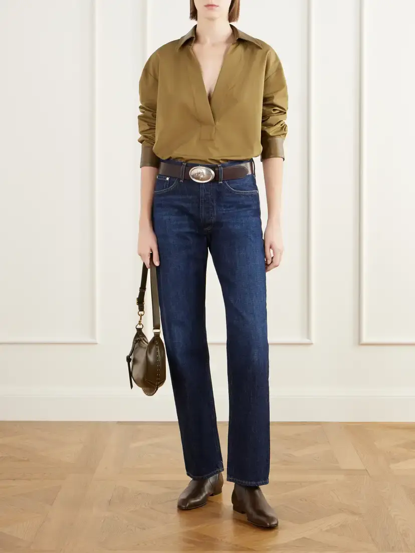 TWP A Case Of You Combo Leather-trimmed Cotton-poplin Shirt | Thumbnail 2 TWP A Case Of You Combo Leather-trimmed Cotton-poplin Shirt | Thumbnail 2