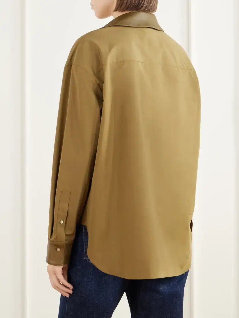 TWP A Case Of You Combo Leather-trimmed Cotton-poplin Shirt | Thumbnail 4 TWP A Case Of You Combo Leather-trimmed Cotton-poplin Shirt | Thumbnail 4