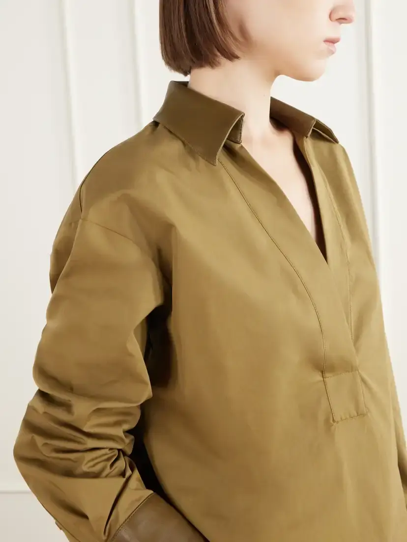 TWP A Case Of You Combo Leather-trimmed Cotton-poplin Shirt | Thumbnail 5 TWP A Case Of You Combo Leather-trimmed Cotton-poplin Shirt | Thumbnail 5