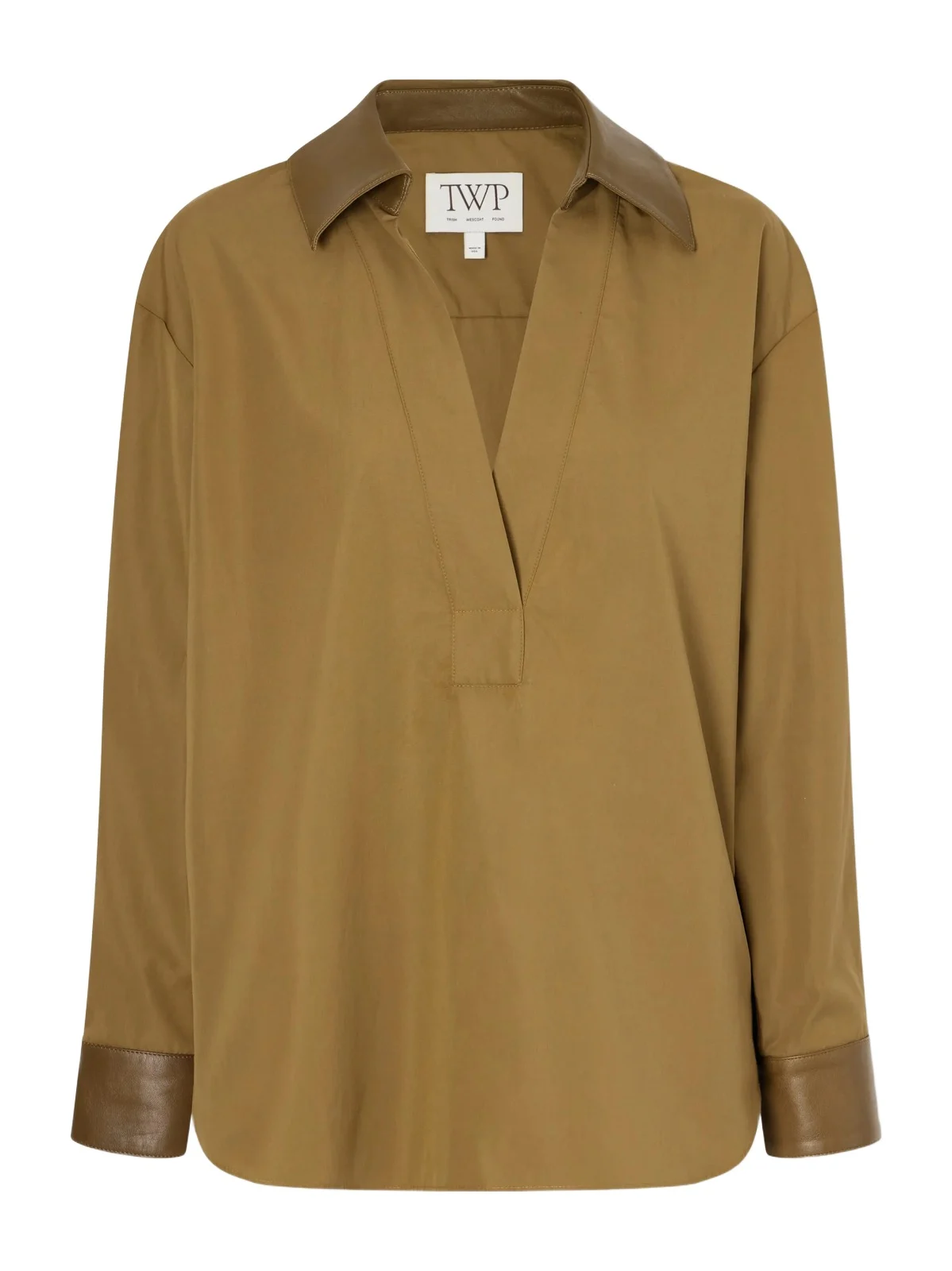 TWP A Case Of You Combo Leather-trimmed Cotton-poplin Shirt