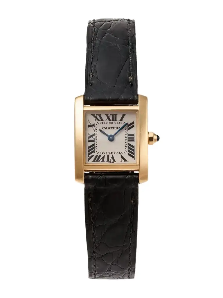 Stephanie Windsor + Cartier Vintage 1990 Tank Française Quartz-movement 18-karat Gold Watch, Ref. W50000256 (6” Wrist)