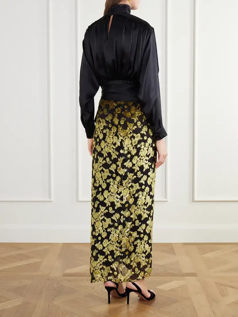 Balmain Belted Gathered Silk-satin Blouse | Thumbnail 3 Balmain Belted Gathered Silk-satin Blouse | Thumbnail 3