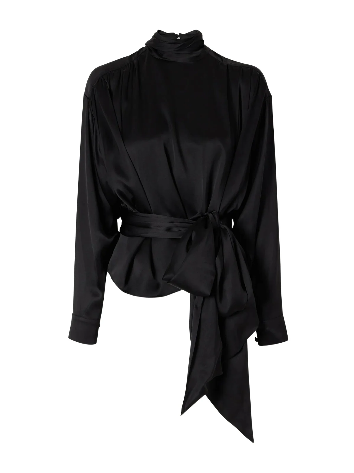 Belted Gathered Silk-satin Blouse Belted Gathered Silk-satin Blouse