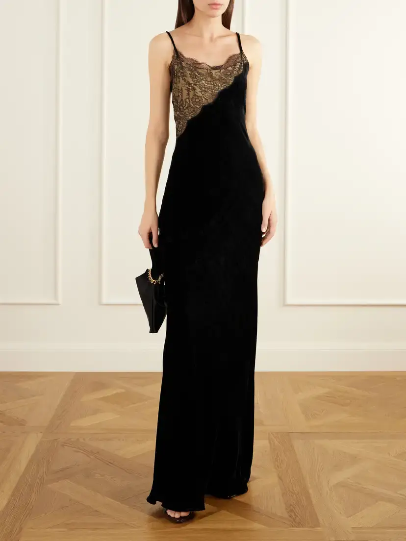 Stella McCartney Lace-trimmed Velvet Gown | Thumbnail 2 Stella McCartney Lace-trimmed Velvet Gown | Thumbnail 2