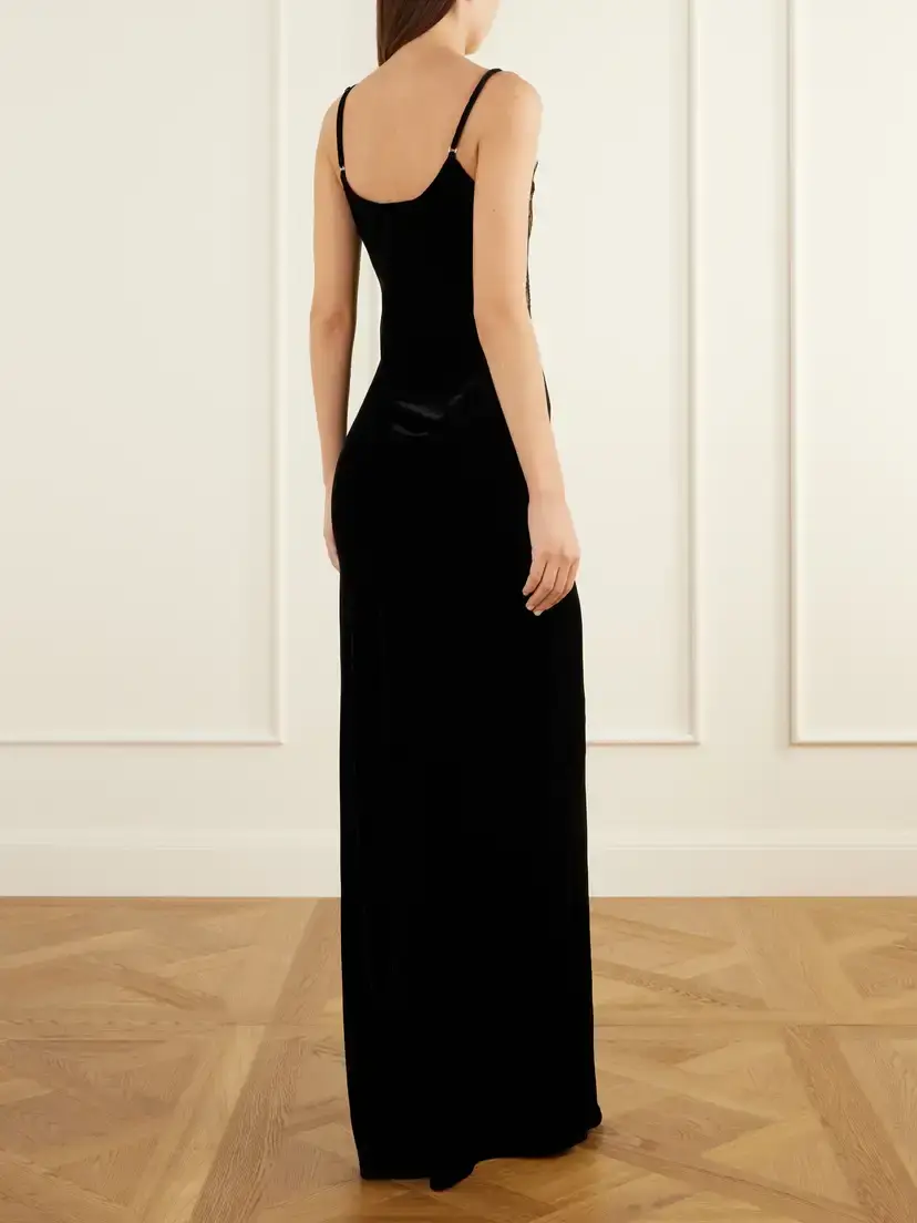 Stella McCartney Lace-trimmed Velvet Gown | Thumbnail 3 Stella McCartney Lace-trimmed Velvet Gown | Thumbnail 3