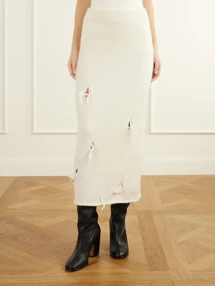 Lauren Manoogian Ravel Distressed Wool-blend Midi Skirt | Thumbnail 3