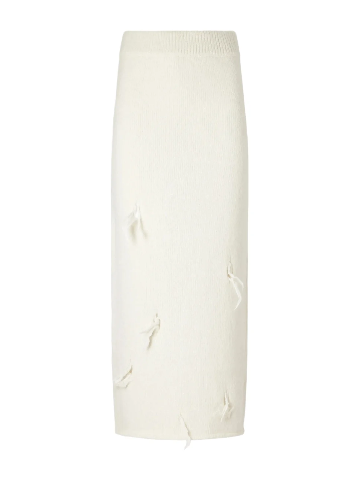 Ravel Distressed Wool-blend Midi Skirt