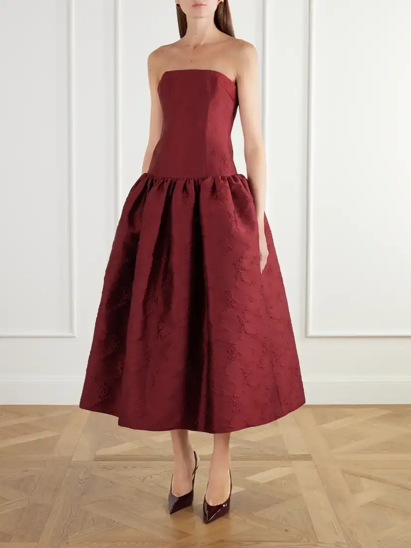 Ilkyaz Ozel Leyla Gathered Floral-jacquard Satin Gown | Thumbnail 2 Ilkyaz Ozel Leyla Gathered Floral-jacquard Satin Gown | Thumbnail 2