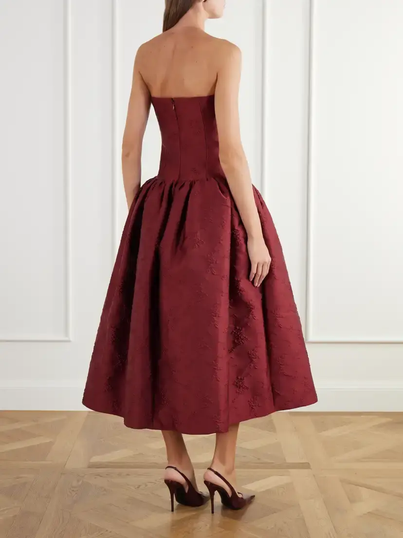 Ilkyaz Ozel Leyla Gathered Floral-jacquard Satin Gown | Thumbnail 3 Ilkyaz Ozel Leyla Gathered Floral-jacquard Satin Gown | Thumbnail 3