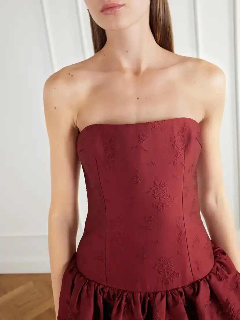 Ilkyaz Ozel Leyla Gathered Floral-jacquard Satin Gown | Thumbnail 4 Ilkyaz Ozel Leyla Gathered Floral-jacquard Satin Gown | Thumbnail 4