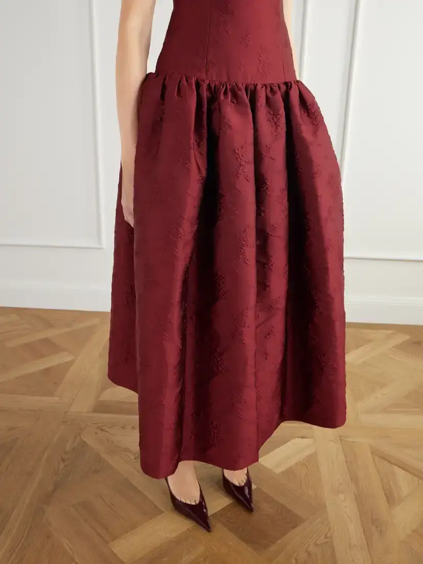 Ilkyaz Ozel Leyla Gathered Floral-jacquard Satin Gown | Thumbnail 5 Ilkyaz Ozel Leyla Gathered Floral-jacquard Satin Gown | Thumbnail 5