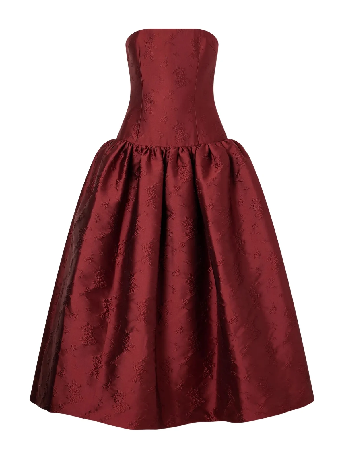 Ilkyaz Ozel Leyla Gathered Floral-jacquard Satin Gown