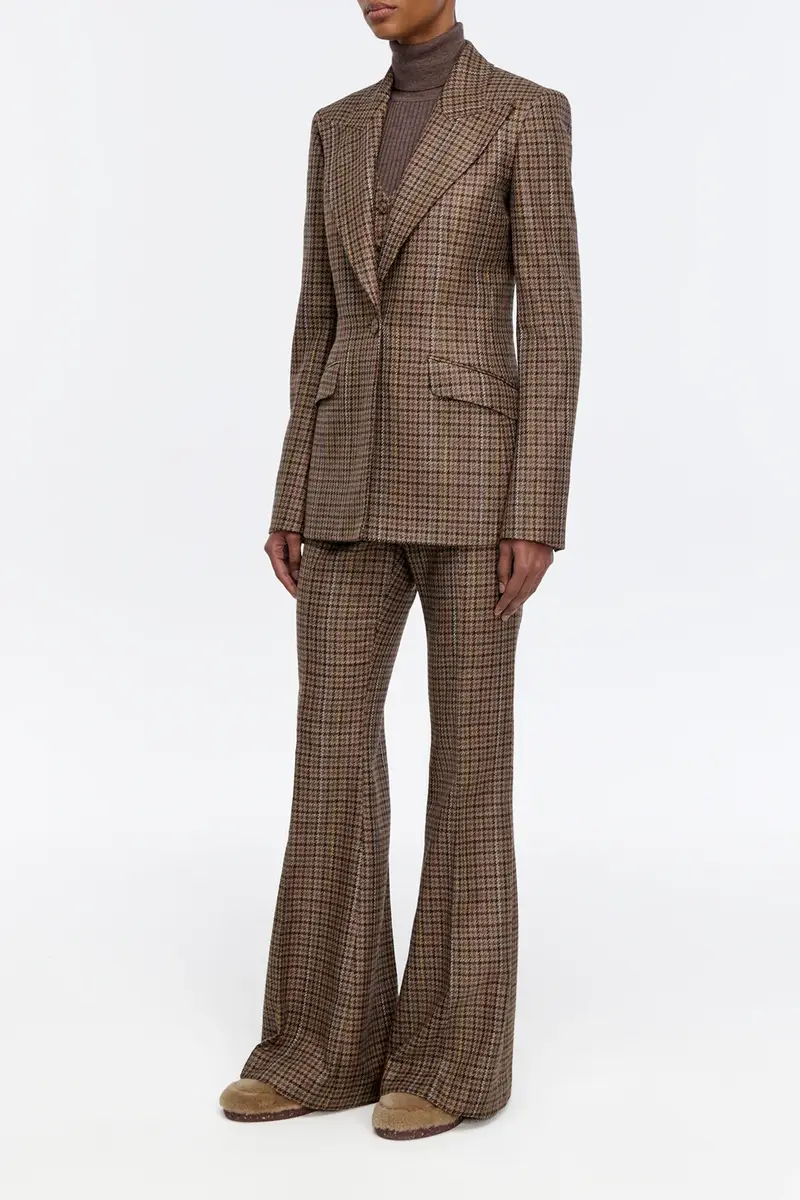 Gabriela Hearst Leiva Blazer in Camel Multi Wool Silk Houndstooth | Thumbnail 4