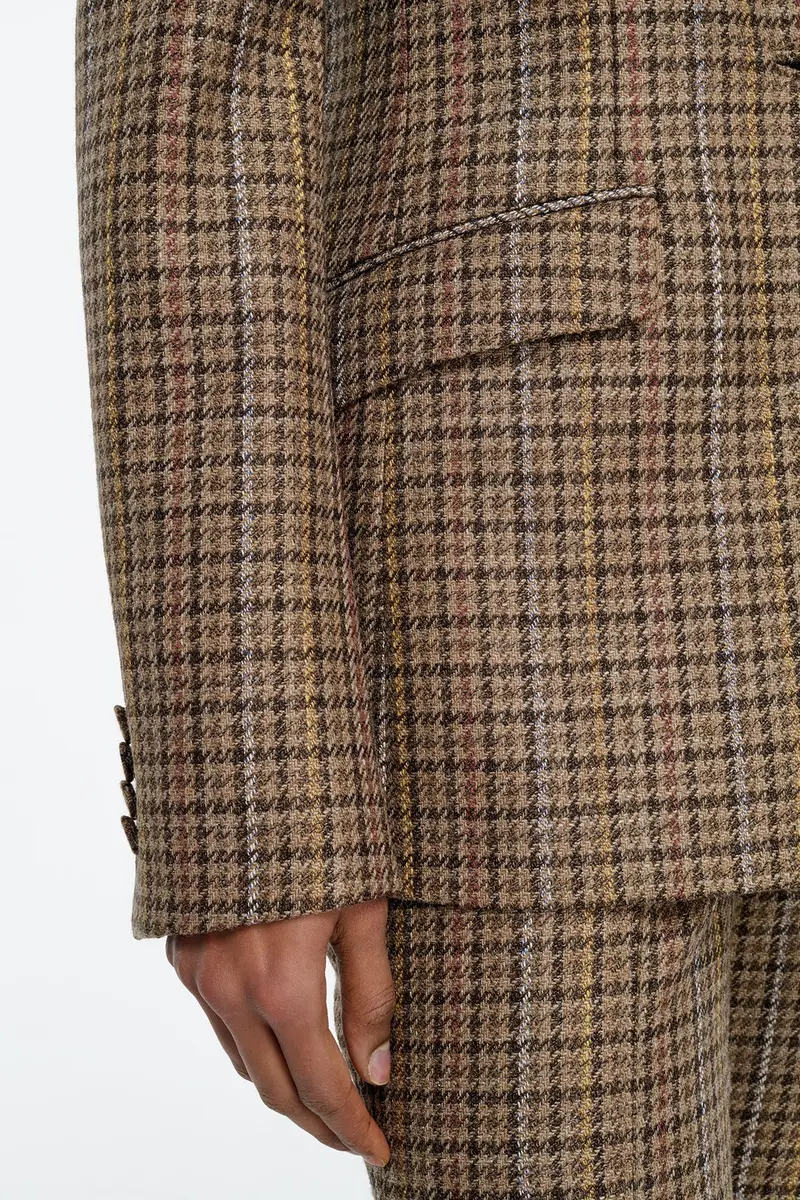 Gabriela Hearst Leiva Blazer in Camel Multi Wool Silk Houndstooth | Thumbnail 7